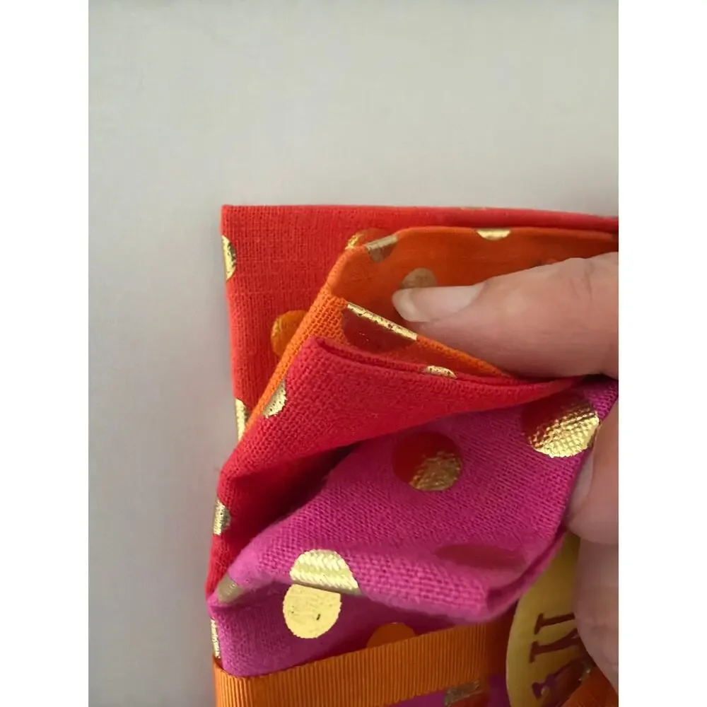 Anthropologie Cloth Cocktail Napkins Set Polka Dot Colorful Party Drinks NWT NOS